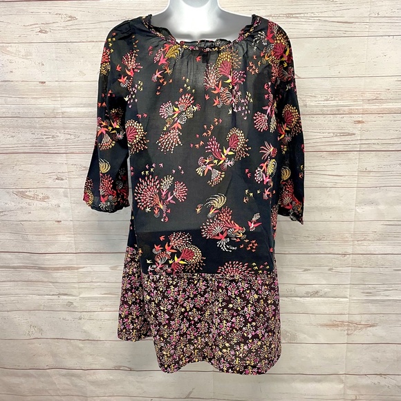 Anthropologie Lilka Floral Bird Print Cotton Dress - Picture 3 of 10